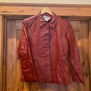 Red leather jacket